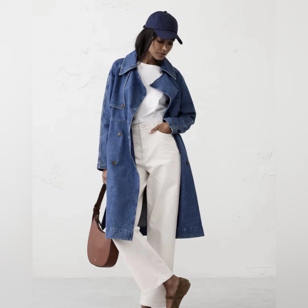 Banana Republic Factory Blue DenimTrench Coat NWT